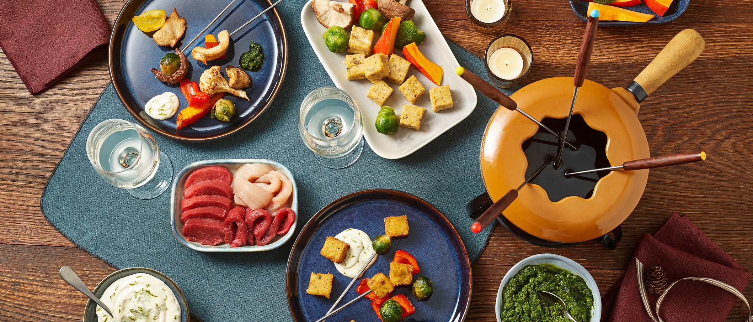 Fondue mit Fleisch, Käse und Schokolade – Alnatura